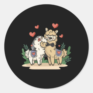 Sticker Rond Llama Mariée Et Mariage Groom Art Matching Couple