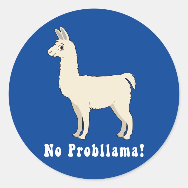 Sticker Rond Llama : "Pas de problème !" (Devant)