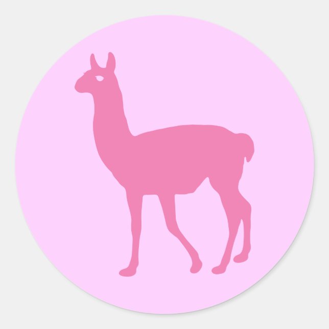 Sticker Rond Llama rose (Devant)