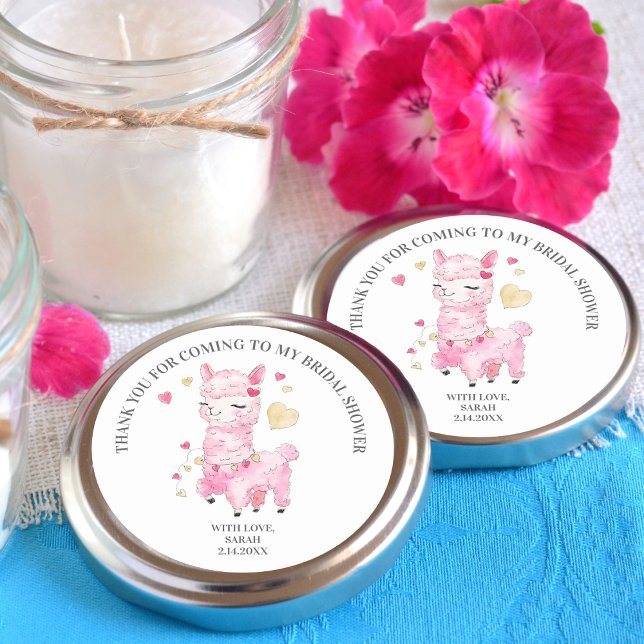 Sticker Rond Llama Rose Aquarelle Merci (Créateur téléchargé)