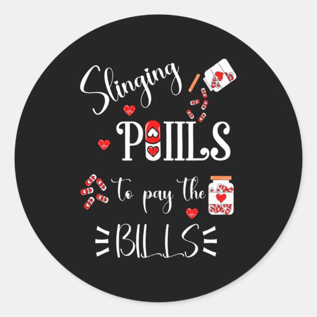 Sticker Rond Lls Heart Funny Pharmacist Life Valentines Day  (Devant)