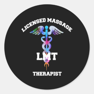 Sticker Rond Lmt Massage Therapist Caduceus