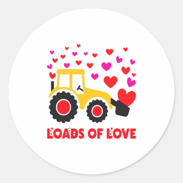 Sticker Rond Loads Of Love Toddler Tractor Valentines Day For K (Devant)