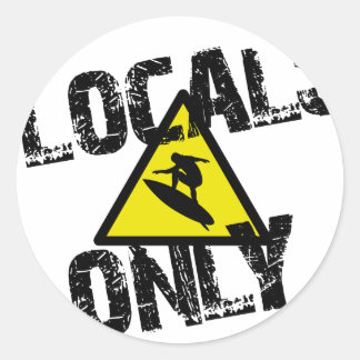 Sticker Rond Locals only surfer danger sign surf