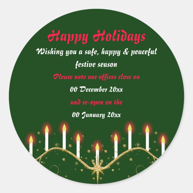 Sticker Rond Locaux du bureau de Noël fermés de la (Devant)
