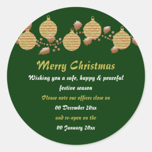 Sticker Rond Locaux du bureau de Noël fermés de la