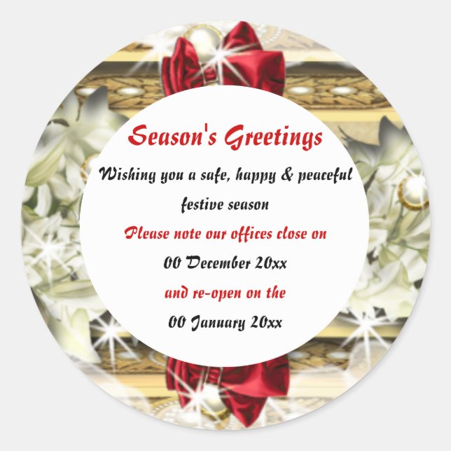 Sticker Rond Locaux du bureau de Noël fermés de la (Devant)
