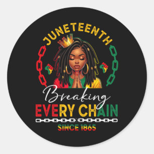 Sticker Rond Loc'd Cheveux Femme noire casser chaque chaîne Jun