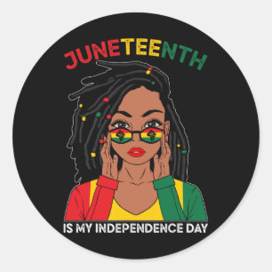 Sticker Rond Loc'd Hair Femme noire JunetDix est mon Indépendan