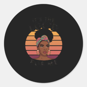Sticker Rond Loc'd Hair Reine noire Afro Femme Melanin Girl Art