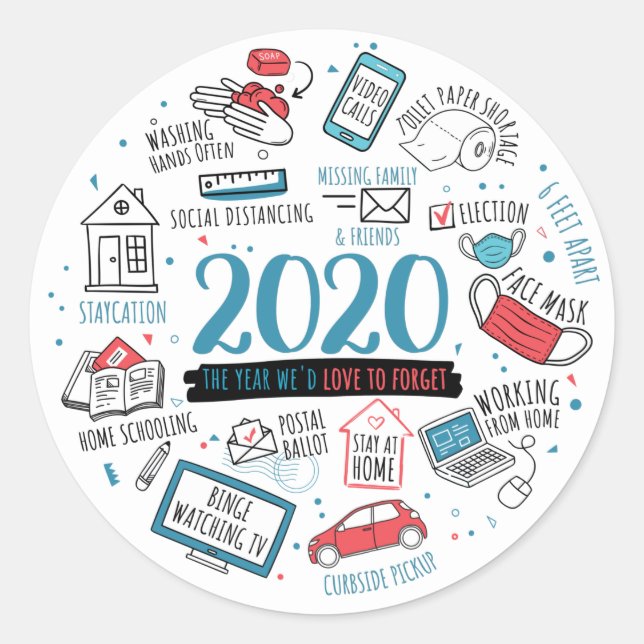 Sticker Rond Lockdown 2020 Quarantine Commemorative (Devant)