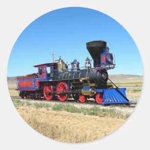 Sticker Rond Locomotive Steam Engine Train Photo