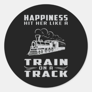 Sticker Rond Locomotive Trains Chemin de Fer Conducteur Drôle C