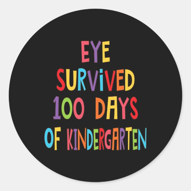 Sticker Rond L'Oeil De L'Enseignant A Survécu À 100 Jours D'Enf (Devant)
