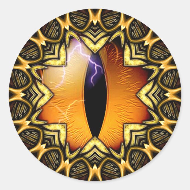 Sticker Rond L'oeil d'un dragon d'or (Devant)