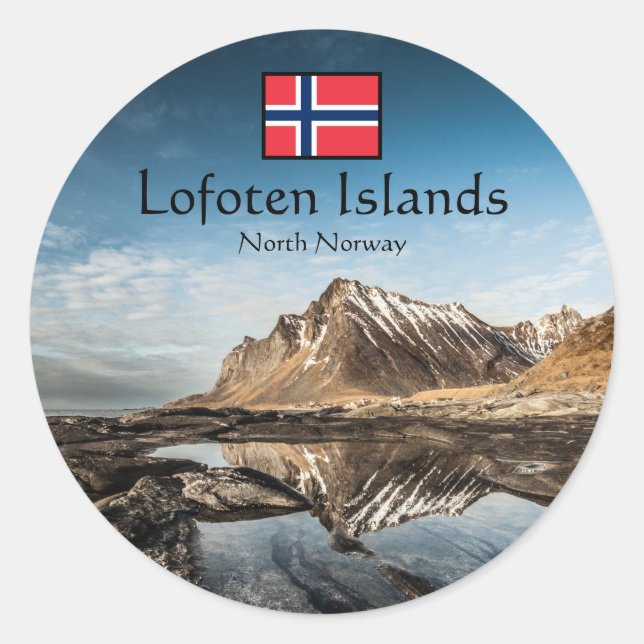 Sticker Rond Lofoten Norvège du Nord (Devant)