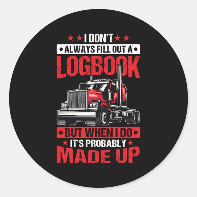 Sticker Rond Logbook Trucker Truck Driver Trucker Papa S Traile (Devant)