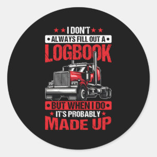 Sticker Rond Logbook Trucker Truck Driver Trucker Papa S Traile