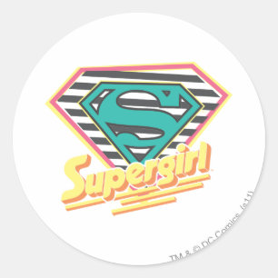 Sticker Rond Logo à rayures supergirl