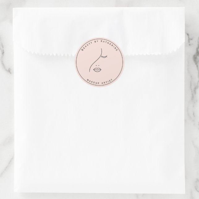 Sticker Rond Logo Abstrait moderne femme beauté visage femme (Sac)