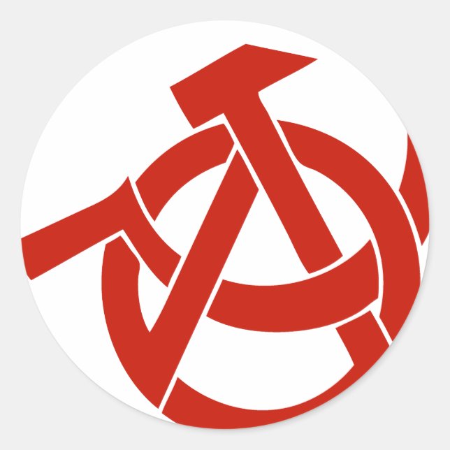 STICKER ROND LOGO ANARCHIE HAMMER SICKLE (Devant)