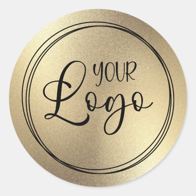 Sticker Rond Logo avec aspect feuille d'or Champagne (Devant)