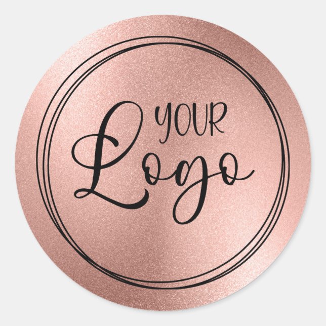 Sticker Rond Logo avec aspect feuille d'or rose (Devant)