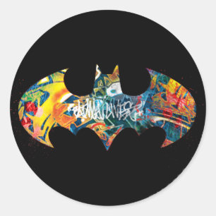 Sticker Rond Logo Batman Neon/80s Graffiti