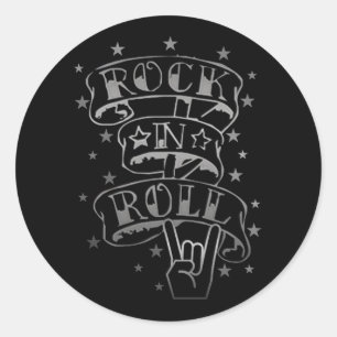 Sticker Rond Logo Black & Silver Rock & Roll