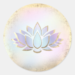 Sticker Rond logo bleu lotus or
