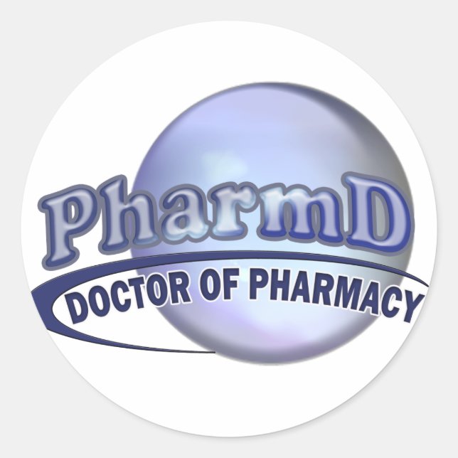 Sticker Rond LOGO BLEU PharmD - DOCTEUR DE PHARMACIE (Devant)
