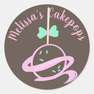 Sticker Rond Logo Cakepop Bannière Bow boulangerie maison torch