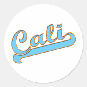 Sticker Rond Logo Cali California Surfer en bleu