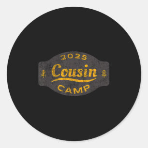 Sticker Rond Logo Camp Cousin Vintage 2025 - Famille d'été amus