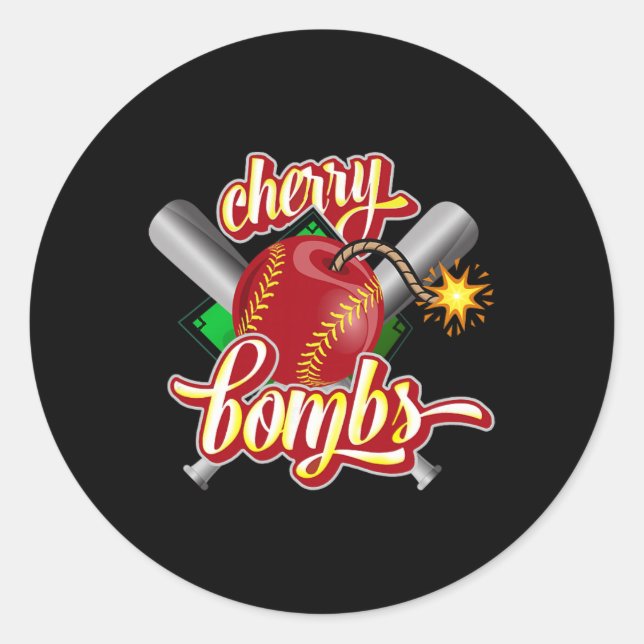 Sticker Rond Logo Cherry Bombs Équipe Softll Correspondance Pou (Devant)