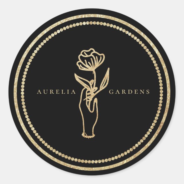 Sticker Rond Logo Chic Bohème Golden Floral (Devant)