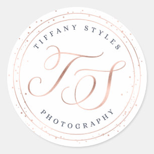 Sticker Rond Logo Chic Navy Blue & Rose Gold