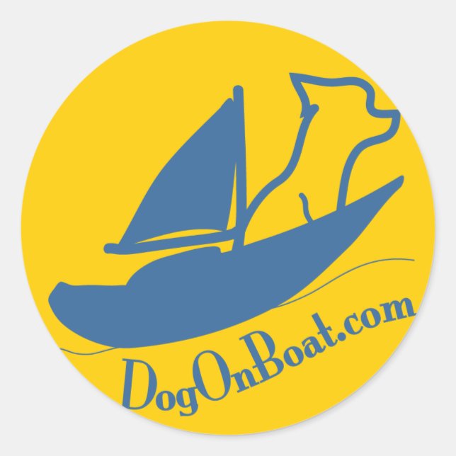 Sticker Rond Logo Chien sur bateau (Devant)