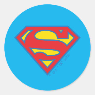 Sticker Rond Logo classique Supergirl avec fond bleu