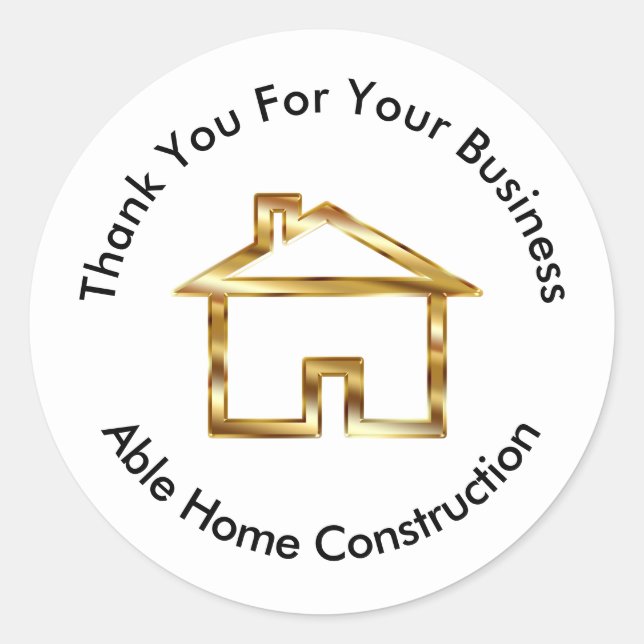 Sticker Rond Logo Classy Construction Gold Coloré Merci (Devant)