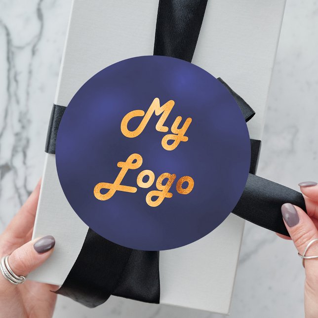 Sticker Rond logo commercial d'image en or bleu marine (Créateur téléchargé)