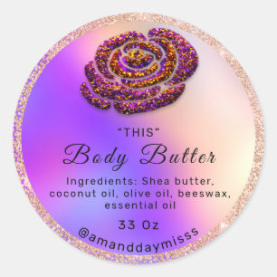 Sticker Rond Logo Corps Huile Balm Cosmétiques Rose Parties sci