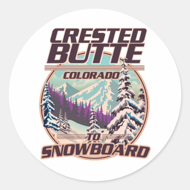Sticker Rond logo Crested Butte Colorado Snowboard (Devant)