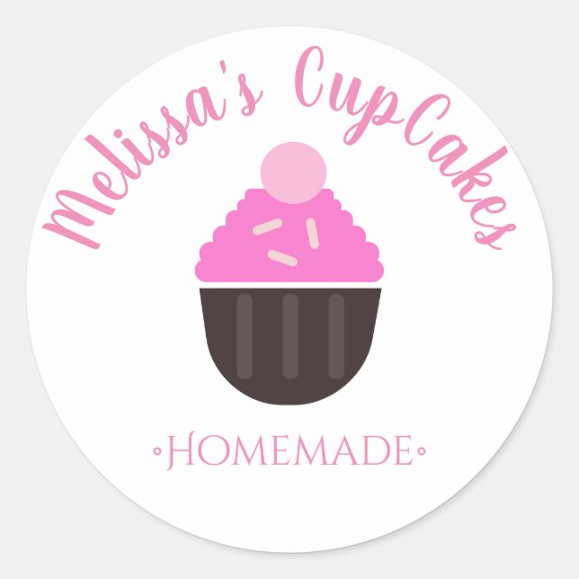 Sticker Rond Logo Cupcake Saupoudrer Boulangerie Maison (Devant)