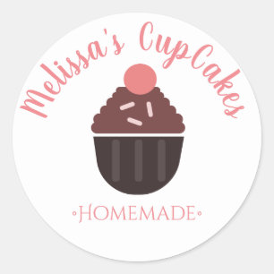 Sticker Rond Logo Cupcake Saupoudrer Boulangerie Maison