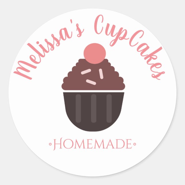 Sticker Rond Logo Cupcake Saupoudrer Boulangerie Maison (Devant)