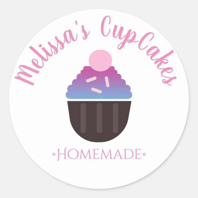 Sticker Rond Logo Cupcake Saupoudrer Boulangerie Maison (Devant)