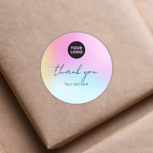 Sticker Rond Logo Cute Pastel Rainbow Merci Small Business