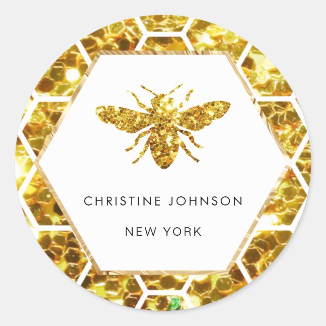Sticker Rond logo d'abeille hexagone sur blanc (Devant)