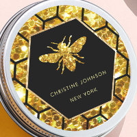 logo d'abeille hexagone sur noir